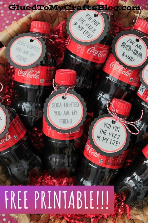 Soda Sayings For Gifts, Diet Coke Valentines Gift, Crush Soda Valentine, Coke Teacher Appreciation Gifts, Soda Valentines Free Printable, Soda Valentine Printable, Soda Valentines Ideas, Soda Gift Tags Free Printable, Soda Gift Ideas