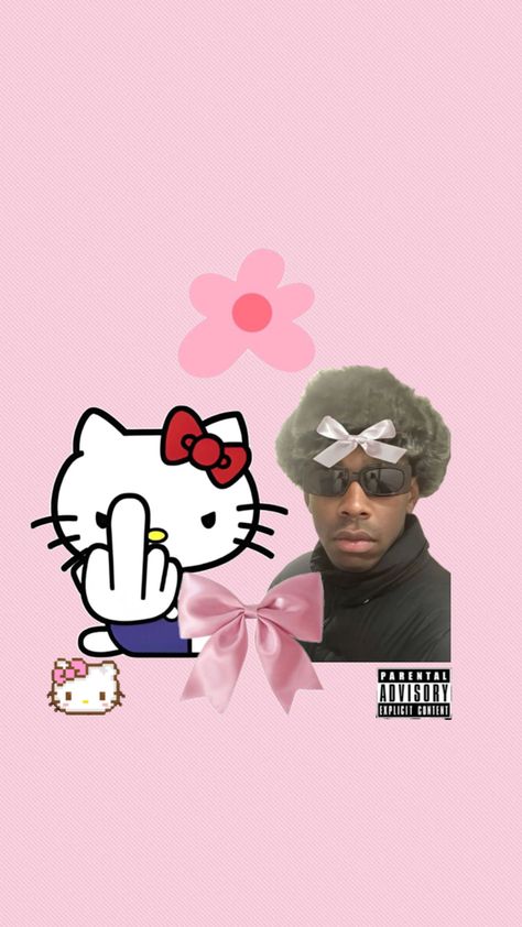 Tyler The Creator Hello Kitty, Tyler The Creator Wallpaper, Iphone Layout, Tyler The Creator, Parental Advisory Explicit Content, Hello Kitty Wallpaper, I Love Him, Love Him, Hello Kitty