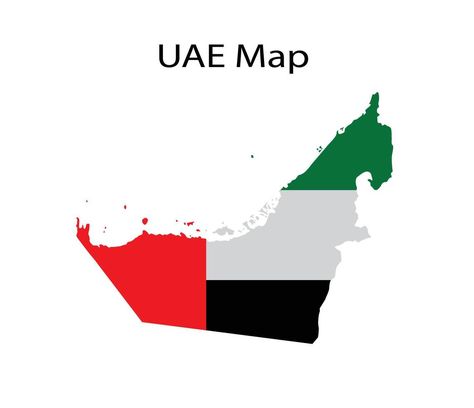 UAE Map with Flag Vector Illustration Uae Map Illustration, Uae Map, Uae Flag, Old Book Crafts, Flag Vector, Illustrated Map, Logo Banners, Cityscape Photos, Nature Backgrounds