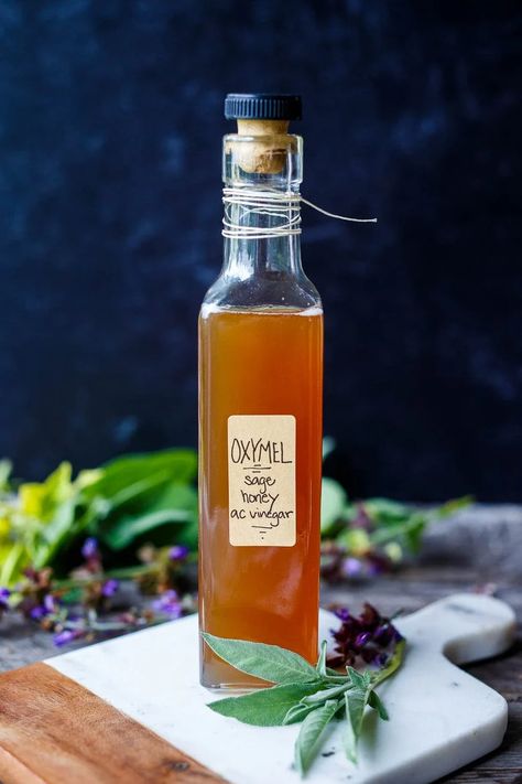 Sage Oxymel (a respiratory tonic) | Feasting At Home Sage Oxymel, Feasting At Home, Dry Throat, Sooth Sore Throat, Immune Boosting Foods, Raw Apple Cider Vinegar, Vinegar And Honey, Ginger And Honey, Vegetarian Paleo