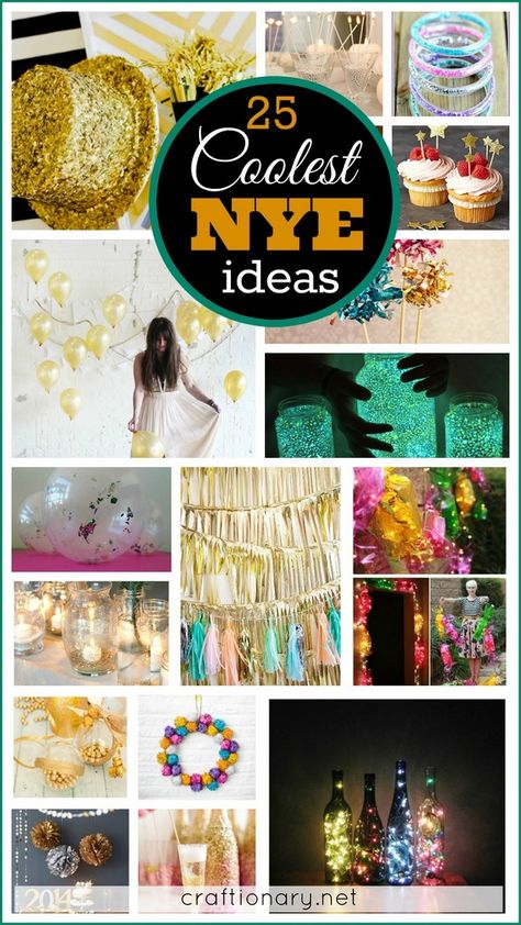 DIY coolest NYE ideas at craftionary.net Diy Nye, Nye Ideas, Ideas For New Year, Ideas New Year, New Year's Eve Crafts, New Years Eve Day, New Year Diy, New Year Eve, Party Projects