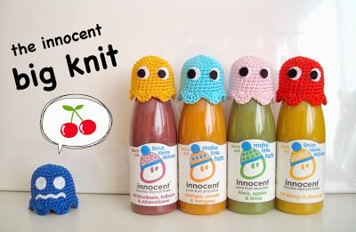 Innocent Smoothie, Innocent Drinks, Egg Cozy, Pacman Ghost, Ghost Hat, Knitting For Charity, Crochet Barbie, Big Knits, Bonnet Crochet