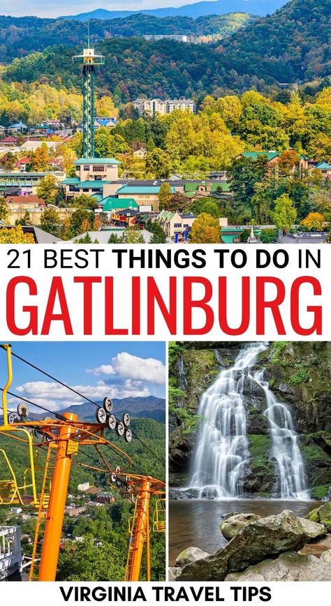 Planning your trip to the Smokies and looking for the best things to do in Gatlinburg TN? We've got you! These Gatlinburg attractions are musts for any itinerary! | Gatlinburg restaurants | What to do in Gatlinburg | Gatlinburg landmarks | Gatlinburg cafes | Gatlinburg distilleries | Gatlinburg things to do | Places to visit in Gatlinburg | Attractions in Gatlinburg | Gatlinburg travel guide | Trip to Gatlinburg | Visit Gatlinburg | Gatlinburg itinerary | Gatlinburg bucket list Gatlinburg Attractions, Things To Do In Gatlinburg, Gatlinburg Vacation, Usa Places To Visit, Tennessee Travel, Tennessee Vacation, Gatlinburg Tennessee, Gatlinburg Tn, Mountain Vacations