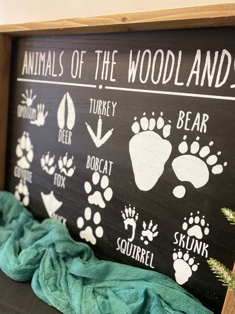 This sign is the perfect decor piece for a wilderness theme baby shower! And it can then be used in the nusery Animals And Their Babies, Woodland Wall Decor, Mountain Wood Art, Wall Decor Hobby Lobby, Sweet Nursery, Woodland Wall, Cabin Bedroom, Baby Boy Nursery Decor, Boy Nursery Decor