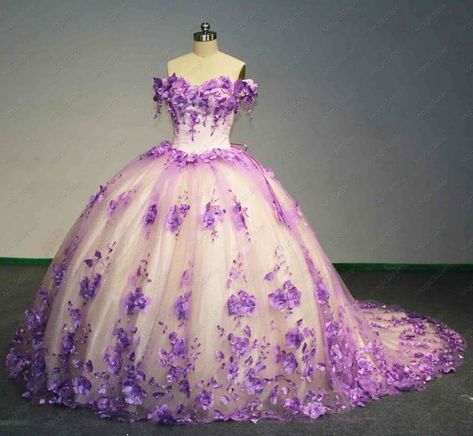 Lilac And Pink Quinceanera Dresses, Hot Pink Quinceanera, Quinceañera Purple, Purple Quince Dress, Hot Pink Quinceanera Dresses, Lavender Prom Dress Long, Pink Quinceanera Dress, Tangled Wedding, Quince Dresses Purple