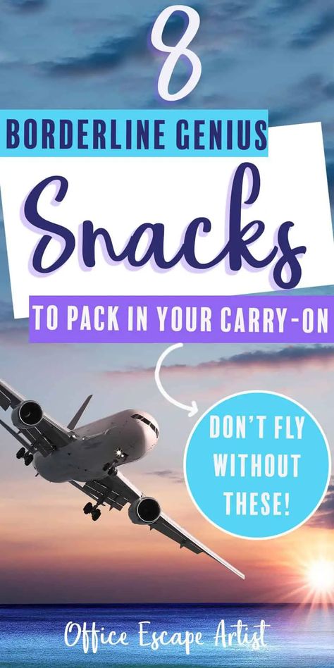 Did you know you can actually bring food through TSA and on to an airplane? Don't spend your hard-earned money at overpriced airport stores - pack your snacks in your carry-on and save your travel budget for the fun stuff! These airplane snacks are quick, easy, packable, and super filling. Snacks For Long Flights, Best Airplane Snacks, Tsa Approved Snacks, Plane Snacks, Airplane Snacks, International Travel Packing, Healthy Travel Snacks, Airplane Food, Best Airplane