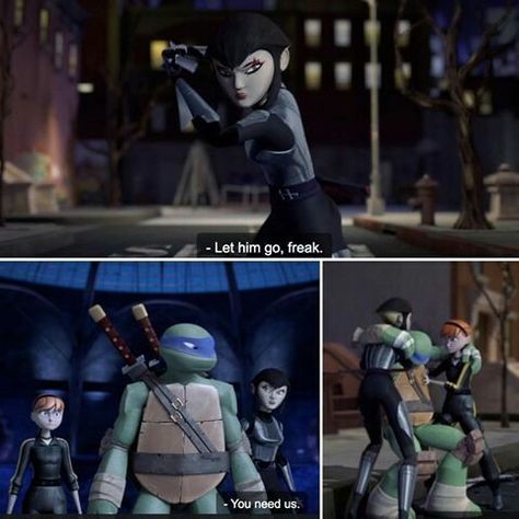 Karai protecting her family Karai protegiendo a su family Tmnt 2012 Leo X Karai, Leo X Karai, Leo And Karai, Tmnt 2012 Leo, Karai Tmnt, 2012 Leo, Teenage Mutant Ninja Turtles Funny, Tmnt Girls, Raphael Tmnt