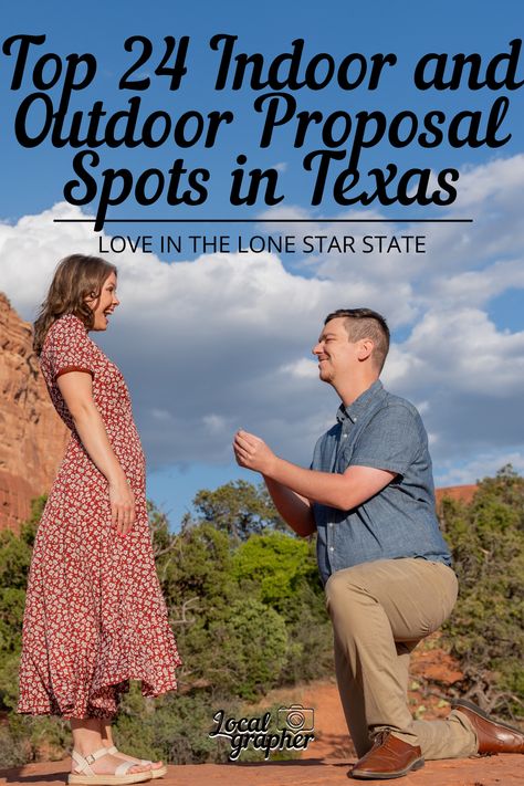 Texas, known as the Lone Star State, offers not only vast landscapes and vibrant cities but also a rich tapestry of romantic settings perfect for a memorable proposal. Whether you’re envisioning an outdoor adventure or prefer an intimate indoor ambiance, Texas has an abundance of enchanting locations for your special moment. In this guide, we’ll explore 24 of the best places to propose in Texas, catering to both outdoor enthusiasts and those who appreciate the warmth of indoor spaces. Proposal Tips, Outdoor Proposal, Romantic Settings, Places To Propose, Best Places To Propose, Ways To Propose, Arlington Texas, Frisco Texas, Proposal Photos