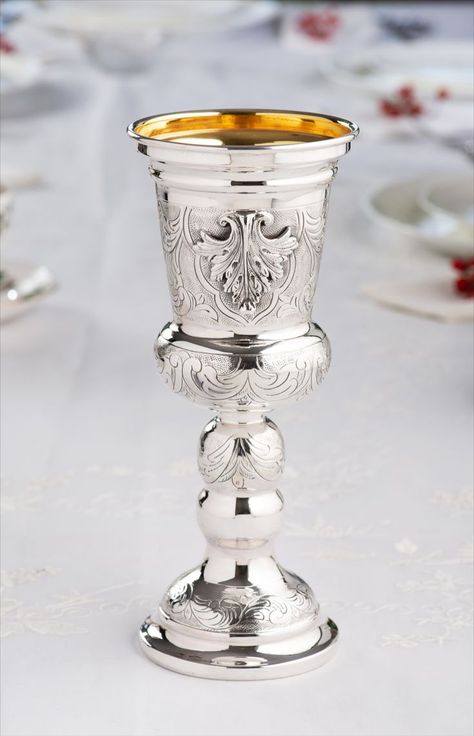 925 Sterling Silver handmade kiddish cup, wine goblet with excellent design and finish. The inner cup is coated with 24K gold. Perfect for special occasions, shabbats, weddings or bar mitzvah. Perfect gift idea for all special days. Kids Dishes, Kiddush Cup, Wine Goblets, Bar Mitzvah, Elegant Gift, Handmade Silver, Special Occasion, 925 Sterling Silver, Perfect Gift