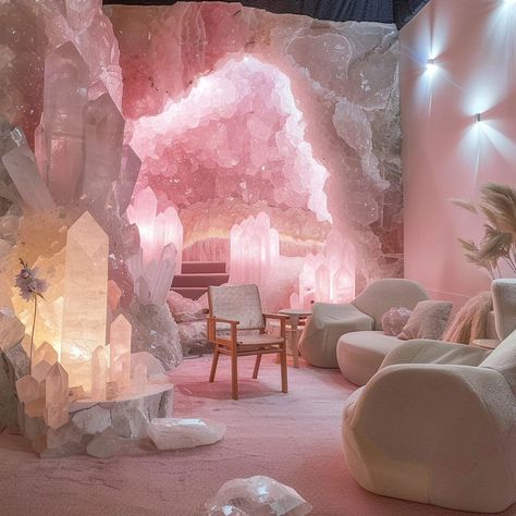 Would you live in this rose quartz room! 🥀 Comment your favorite room? 1,2,3 or 4? This is images are generated using AI #crystals #gemstone #homedecor Crystal Office, Fantasy Bedrooms, Aesthetic Settings, Comfy Room Ideas, Vibey Rooms, Dream Bedroom Inspiration, Fantasy Bedroom, Crystal Room, Orange Candle