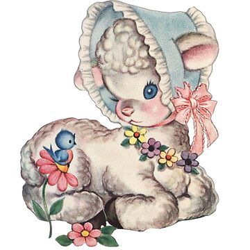 "Coquette Vintage Sheep " Sticker for Sale by Pixiedrop | Redbubble Lamb Drawing, Cute Lamb, Vintage Birthday Cards, Baby Lamb, Vintage Bunny, Vintage Drawing, Vintage Kitsch, Design Studios, Vintage Birthday