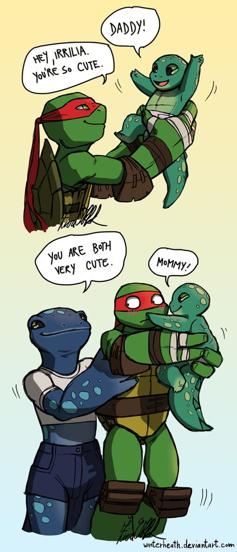 Lift Your Cute Little Babies by WinterHeath on DeviantArt Lizard Girl, Raphael Tmnt, Tmnt Comics, Turtles Funny, Teenage Mutant Ninja Turtles Artwork, Teenage Mutant Ninja Turtles Art, Ninja Turtles Artwork, Tmnt Artwork, Teenage Ninja