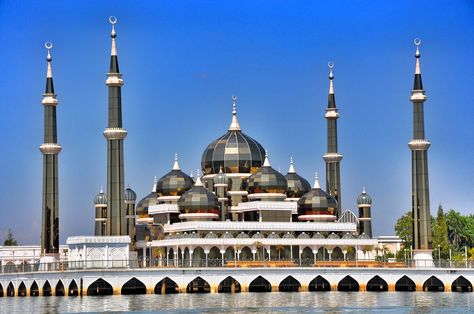 Crystal Mosque or Masjid Kristal, is a mosque in Kuala Terengganu, Terengganu, Malaysia Masjid Kristal, Kubah Masjid, Kuala Terengganu, Mosque Architecture, Architecture Images, Religious Architecture, Beautiful Mosques, Sustainable Tourism, Place Of Worship