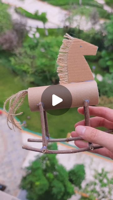 Toilet Tube Crafts, Cardboard Activities For Kids, Horse Paper Craft, Toilet Paper Roll Crafts For Kids, Crafts With Toilet Paper Rolls, Horse Crafts Kids, Rocking Horse Diy, Cardboard Tube Crafts, Cardboard Animals