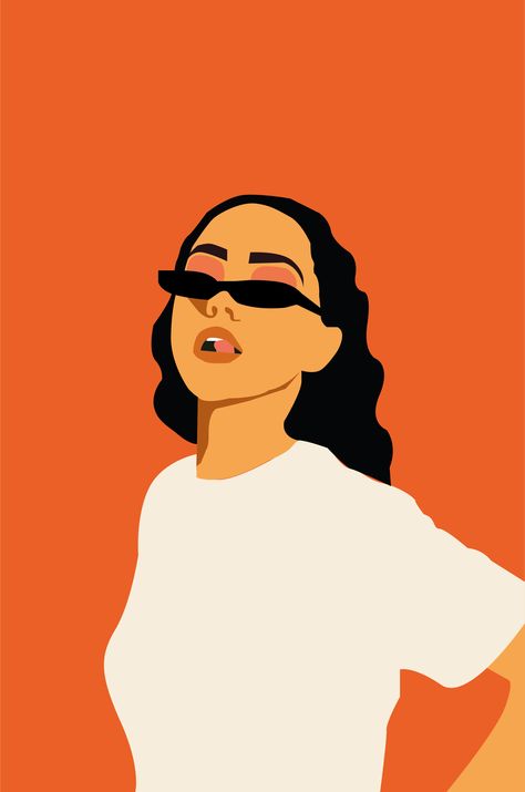 #woman #drawing #orange #colors #attitude #sunglasses #art #aesthetics Girl Illustration Art, Vector Portrait Illustration, Illustration Fantasy, Blond Amsterdam, Graphic Arts Illustration, Illustrator Design, Illustration Portrait, Contour Drawing, Pop Art Wallpaper