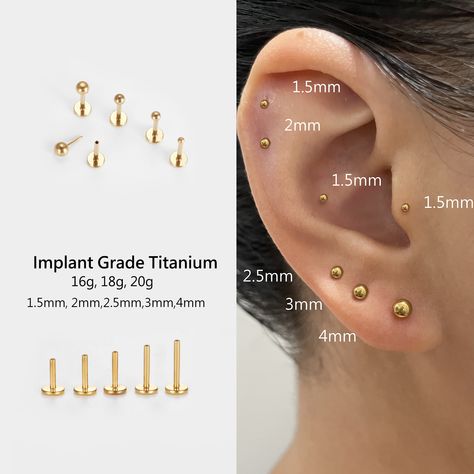 * Sold as one piece. * Material:  Solid ASTM F-136 Titanium (Grade 23) * Plating: PVD over Implant Grade Titanium * Nickel free, Super Lightweight, Hypoallergenic, perfect for everyday wear! * Bar Length: 5mm(Short), 6mm(Standard), 7mm, 8mm, 9mm, 10mm * Thickness available: 20ga (0.8mm), 18ga (1mm), 16ga (1.2mm) * Ball size: 1.5mm, 2mm, 2.5mm, 3mm, 4mm All orders will be shipped out within 1-2 business days after the order has been placed. Each order comes with one jewelry box and gift-ready. If you wish to box each jewelry individually, please leave us a note at check out. * RETURNS AND EXCHANGES * If you would like to make a return, please contact us within 14 days of delivery and ship items back within 30 days of delivery. Buyers are responsible for return shipping costs.   Kotdio Jewel Conch Stud, Tragus Stud, Cartilage Stud, Nose Stud, Tragus, Push Pin, Conch, Stud Earring, Jewelry Box