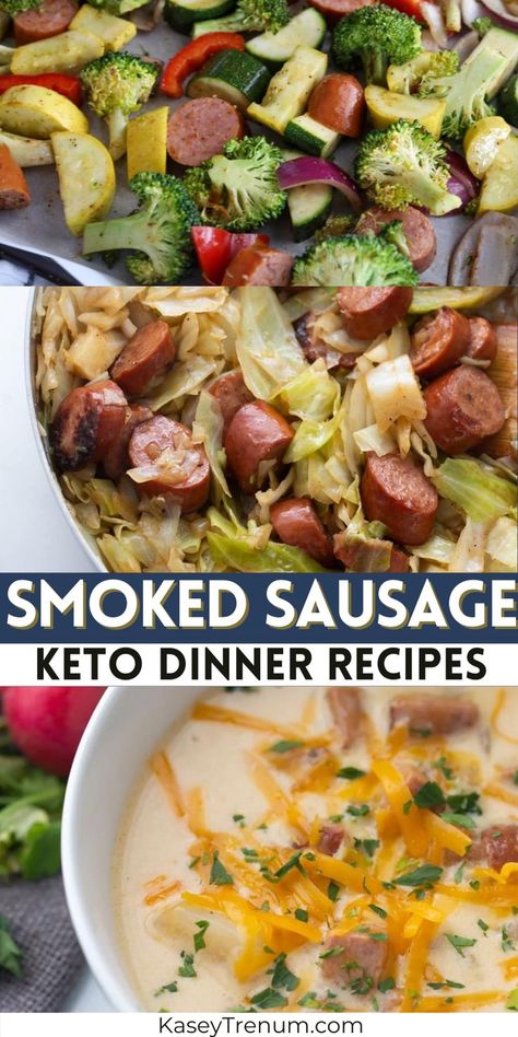 Discover a variety of delicious, easy-to-prepare Keto recipes featuring smoked sausage. Perfect for anyone on a low-carb diet looking for tasty meal options! Keto Smoked Sausage Recipes, Recipes With Smoked Sausage, Grilled Sausage Recipes, Polish Sausage Recipes, Sausage Platter, Beef Sausage Recipes, Smoked Sausage Recipes, Sausage Dinner, High Protein Low Carb Recipes