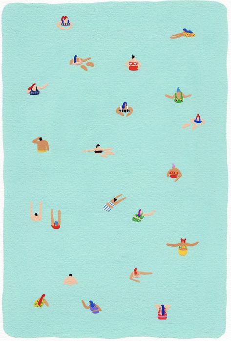 Swimming Posters, Pool Paint, Pool Art, Minimal Painting, House Room, Birthday Gift For Her, Gouache Painting, Pottery Painting, Design Graphique