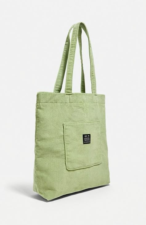 Urban Outfitters Tote Bag, Shape Ideas, Corduroy Tote Bag, Mom Tote Bag, Green Tote Bag, Green Tote, Tote Bags Sewing, Green Corduroy, Quick Outfits