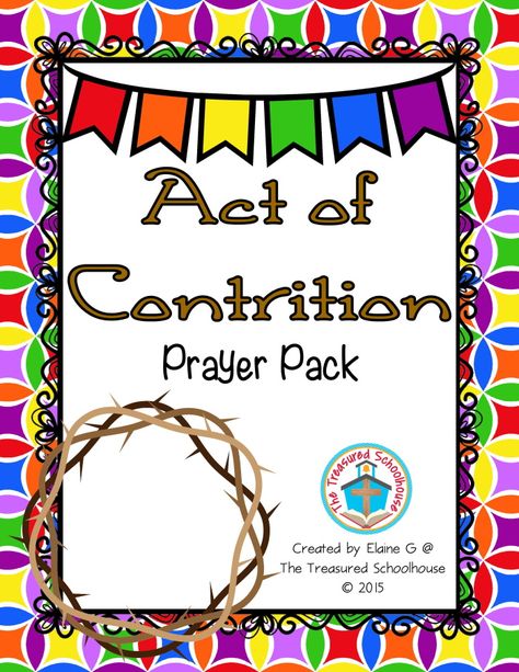 Act Of Contrition Prayer, Act Of Contrition, Catholic Sacraments, Prayer Partner, First Day Of School Activities, Activities For Boys, Faith Formation, Memorization, Religious Education