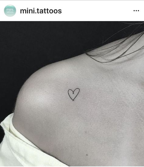 Small Heart Collar Bone Tattoo, Collar Bone Fine Line Tattoo, Delicate Heart Tattoo, Little Heart Tattoos For Women, Fineline Heart Tattoo, Emma Tattoo, Heart Outline Tattoo, Little Heart Tattoos, Tricep Tattoos