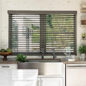 Custom Faux Wood Blinds | Smith & Noble Kitchen Blinds Ideas Above Sink, Kitchen Blinds Ideas, Modern Valances, Kitchen Window Blinds, Blinds For Windows Living Rooms, Blinds Ideas, Window Roller Shades, Smart Blinds, Bathroom Window Treatments