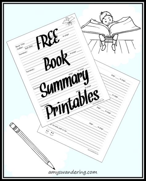 Free Printable Book Summary - Amy's Wandering Chapter Summary Template, Summary Template, Reading Graphic Organizers, Book Reports, Chapter Summary, Traditional Books, Handwriting Worksheets, Homeschool Printables, Classroom Language