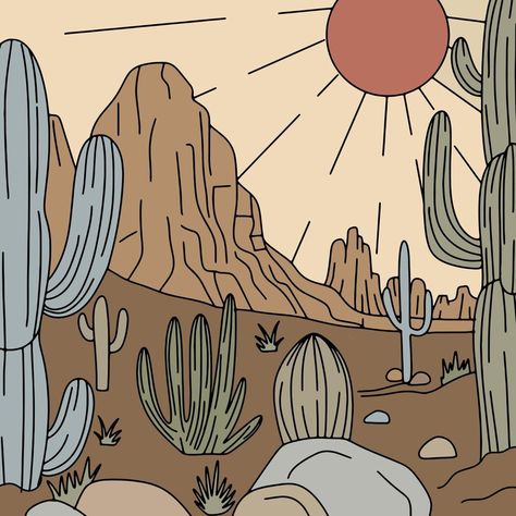 Wild west desert landscape with mountains and cactus. retro cartoon vector illustration Wild West Desert, Rag N Bone, Landscape With Mountains, Retro Cartoon, The Wild West, Desert Landscape, Retro Cartoons, Desert Landscaping, Animated Cartoons