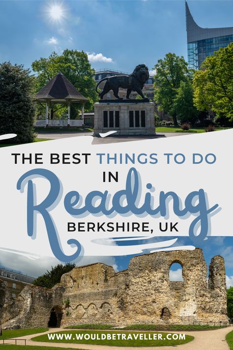 Find out the best things to do in Reading, Berkshire with this local Reading travel guide. This Berkshire town makes a great day trip from London in the UK, thanks to the many tourist attractions and historical places to visit on a family day out. From visiting Stanlake Park vineyard to Beale Park wildlife park, and from National Trust properties to parks and Reading Abbey, these Reading attractions may surprise you. Berkshire travel guide | England travel tips | UK travel tips #travel #england Reading Town Uk, Reading Uk England, Lounge Uk, Motorhome Trip, Historical Places To Visit, Berkshire England, Reading England, Reading Uk, Reading City