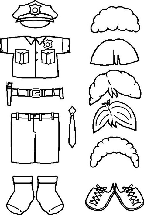 paper doll Police Friends clothes Police Officer Turkey In Disguise, Police Clothes, Police Officer Crafts, Police Crafts, Police Officer Uniform, Community Helpers Preschool Activities, Friends Clothes, Police Activities, Turkey Disguise Project