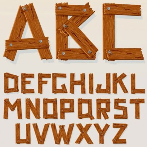 Alfabeto Madera Vectorial Design Alphabet, Vbs 2024, Wood Letter, Wooden Alphabet, Letter Vector, Simple Designs To Draw, Graffiti Font, Drawing Letters, Graffiti Wall Art