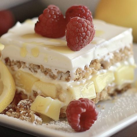 No-Bake Lemon Eclair Cake No-bake Lemon Eclair Cake Recipe, No Bake Lemon Eclair Cake, Lasagna Ideas, Lemon Eclair, Jumbo Shell Recipes, Shell Recipes, Eclairs Dessert, No Bake Eclair Cake, Eclair Cake Recipes