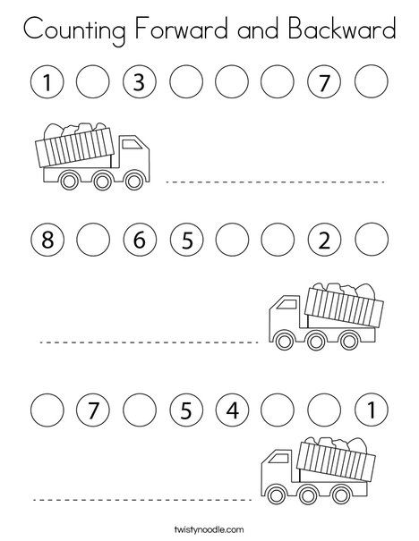 Counting Forward and Backward Coloring Page - Twisty Noodle Forward And Backward Counting Worksheet, Counting Forwards And Backwards, Number Counting Worksheets Preschool, Backward Counting Worksheets, Counting Backwards Worksheets, Missing Number Worksheets, Easy Math Worksheets, Counting Backwards, Preschool Journals