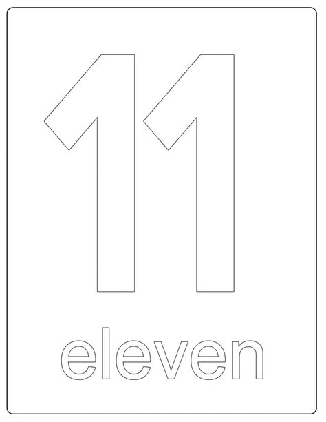 Number 11 - Free Printable Coloring Pages Number 11 Coloring Page, 11 Worksheet, Preschool Worksheets Free Printables, Kids Activity Center, 11 Number, Counting Activities Preschool, Number Worksheet, Worksheet Preschool, Free Printable Numbers