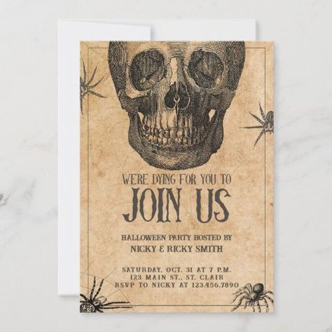 Halloween Party, Vintage Skull, Costume Party Halloween Invitations - halloween invitation, halloween invite, costume party, adult halloween, halloween cocktail, halloween digital, vintage halloween, gothic halloween invitation, halloween costume party, spooky halloween invitation Vintage Halloween Party Invitations, Vintage Halloween Invitations, Halloween Party Host, Adult Halloween Invitations, Skull Costume, Costume Party Invitation, Halloween Birthday Party Invitations, Halloween Costume Party Invitations, Vintage Halloween Party