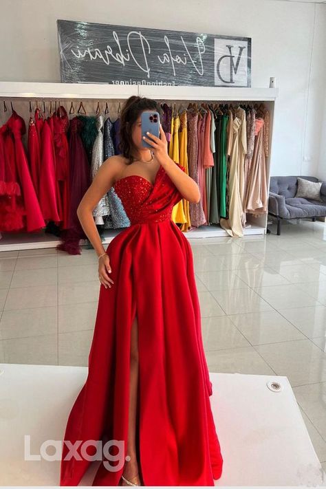 Red pageant gowns