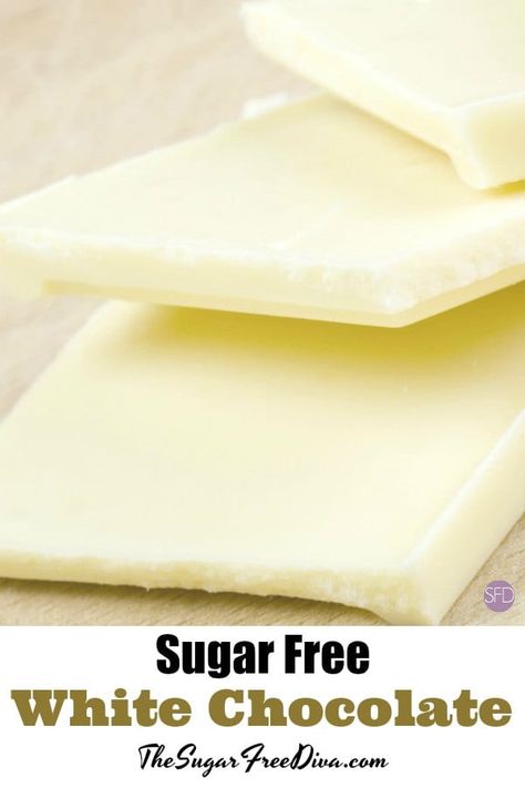 Sugar Free White Chocolate #sugarfree #chocolate #easy #keto #diabetic #recipe Keto White Chocolate, Sugar Free White Chocolate, White Chocolate Recipes, Keto Candy, Healthy Snacks For Diabetics, Sugar Free Desserts, Sugar Free Recipes, Low Carb Desserts, Easy Keto