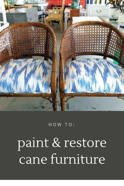 paint & restore cane furniture Refinish Rattan Furniture, Painting Rattan Furniture Ideas, Paint Cane Furniture, Paint Bamboo Furniture, Cane Furniture Makeover, Cane Furniture Living Room, Diy Rattan Furniture, Bamboo Chair Makeover, Rattan Furniture Makeover