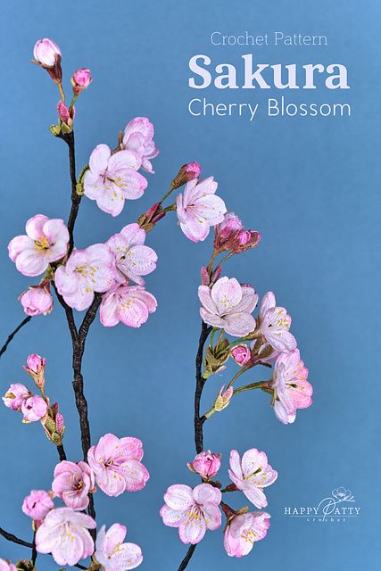 Crochet A Cherry Blossom Flower For Your Home … This Sakura Is A Classy Must-Make! | KnitHacker Crochet Sakura Flower, Sakura Flower Pattern, Sakura Crochet, Sakura Pattern, Diy Crochet Flowers, Gerbera Flower, Cherry Blossom Flower, Lily Pattern, Knit Projects