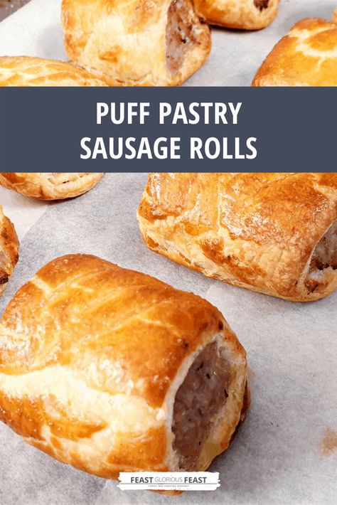 Sausage Rolls Puff Pastry, Best Sausage Roll Recipe, Puff Pastry Sausage Rolls, Chicken Sausage Rolls, Easy Puff Pastry Recipe, Make Sausage, Homemade Sausage Rolls, Sausage Rolls Recipe, Resepi Biskut