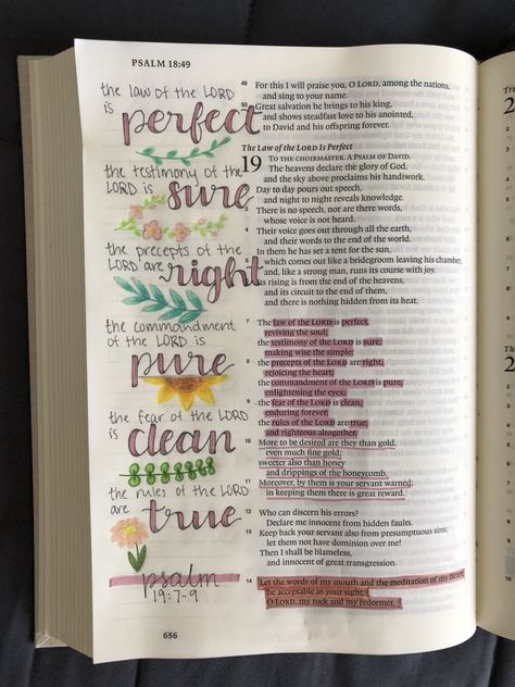 Psalm 19 7-9, Psalm 19 Bible Journaling, Psalm 12, Christ Centered Relationship, Bible Lettering, Psalm 19, Bible Drawing, Psalm 9, Favorite Verses