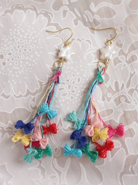 DIY yarn earrings