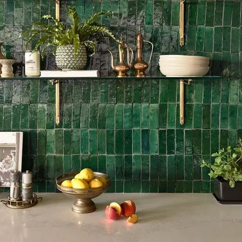 zellige | secret lagoon | bejmat Patterned Cement Tile, Tile Zellige, Green Tile, Cement Tile, In Nature, Cement, Tile, Green, Design