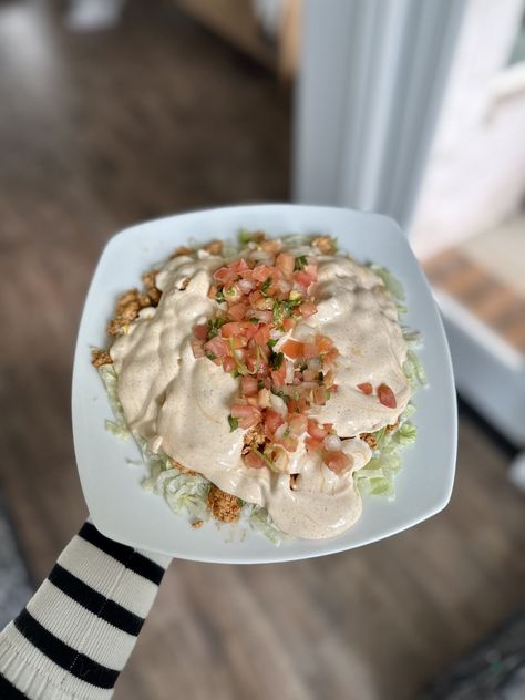 High Protein Cottage Cheese Queso Taco Salad — Baylie Mindset Mentor Cottage Cheese Taco Sauce, Salad Mix Recipes, Cottage Cheese Taco, Low Sodium Taco Seasoning, Mexican Salad Dressings, Cottage Cheese Queso, Taco Salad Ingredients, Protein Cottage Cheese, Cottage Cheese Salad