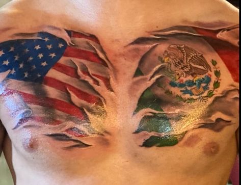 Sarape Tattoo, Mexico Flag Tattoo Ideas, Mexican American Flag Tattoos, Mexico Flag Tattoo, Mexican Flag Ripped Skin Tattoo, Mexican And Usa Flag Tattoo, Reble Flags Tattoos, Mexican American Tattoos, Mexican Flag Tattoos