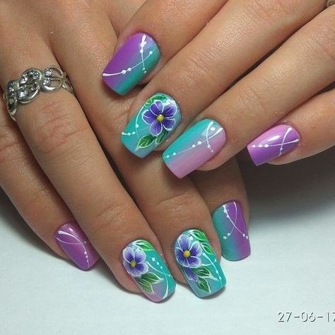 Nail Art Designs Images, Unghie Nail Art, Purple Nail Art, Summer Gel Nails, Finger Nail Art, Butterfly Nail Art, Fancy Nails Designs, Pretty Nail Art Designs, Nail Art Designs Videos