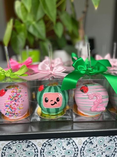 Cocomelon Treats, Melon Birthday, Coco Melon, Cocomelon Birthday, Baby Birthday Themes, 2 Birthday, Second Birthday, Candy Apples, 2nd Birthday Parties