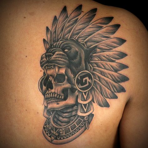 Aztec Warrior Tattoo, Aztec Tattoos Sleeve, Headdress Tattoo, Mayan Tattoos, Aztec Tattoos, Skull Rose Tattoos, Mexican Tattoo, Names Tattoos For Men, Aztec Tattoo Designs