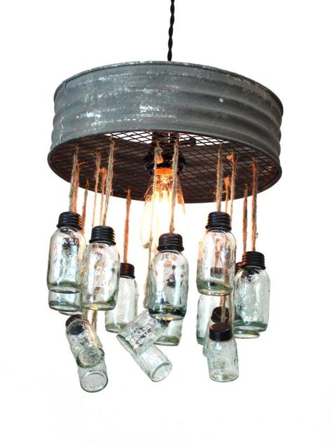 Hand Made Items Archives - The Kings Bay Lodge Chandelier, Mason Jar Chandelier, Green Antique, Mini Mason Jars, Mason Jar Lighting, The Kings, Jar Lights, Creative Lighting, Jute Rope