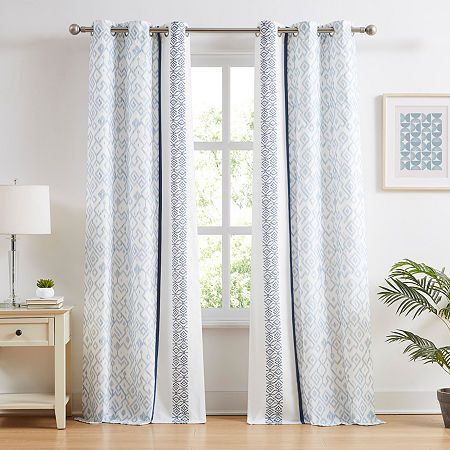 Featuring a boho pattern, these printed curtain panels effortlessly achieve a harmonious blend of functionality and aesthetics. offering a soft and elegant effect, these curtains prioritize privacy without the complete blackout, allowing ample natural light to brighten your indoors. find the perfect balance between style and practicality with these light-filtering curtains, bringing a touch of bohemian allure to your space.# Pieces In Set: 2Number of Panels: 2Included: 2 Panel(s)Top Construction: GrommetTop Opening: 1 1/2 In Grommet OpenUse: IndoorBase Material: 100% PolyesterLining: UnlinedLight Filtration: Light-FilteringCare: Machine WashCurtain Length: 84 InchCurtain Width: 37 InchGrommet Color: SilverDecor Styles: Bohemian, ModernBack of Curtain Color: IvoryMaterial: MicrofiberCurtain Light Blue Curtains Bedroom, Light Blue Curtains, Rideaux Boho, Navy Home Decor, Blue Comforter Sets, Boho Curtains, Comforter Bedding Sets, Blue Curtains, Printed Curtains